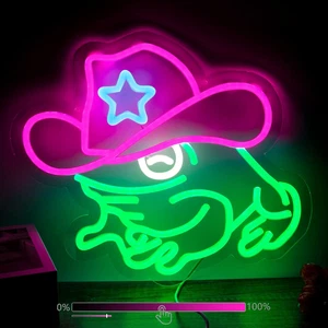 Cappello Cowboy Insegne Neon per Decorazione Parete, Rana Dimmerabile Insegna Arte Neon Luce LED Uomo - Foto 1 di 6