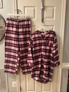 Garnet Hill Ted & blau kariertes Flanell Nachthemd Nachthemd Gr. L neu ohne Etikett - Bild 1 von 7