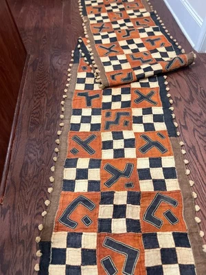 genuine 12 feet African (Congo) Kuba Raffia cloth fabric, natural woven handmade - Image 1 of 4