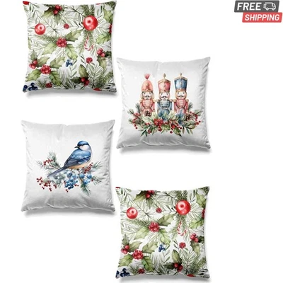 Elegante Juego de Funda de Almohada de Gamuza Cascanueces - Paquete de 4, Estampado de Navidad a Doble Cara Foto 1 de 2