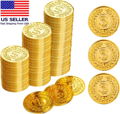 Monedas de oro de plástico de 120 piezas, monedas piratas a granel para Halloween, día de San Patricio Foto 1 de 4