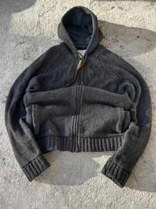 VTG If Six Was Nine Hysteric Style Fur Mohair Black Large Hood Zip Hoodie 90s - Picture 1 of 7