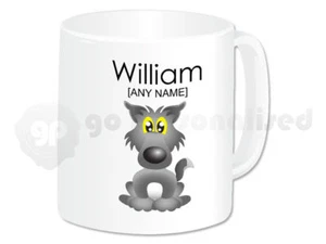 Personalised Ceramic Mug- Wolf Design- Any Name - Picture 1 of 1