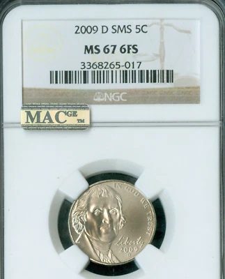 2009 D JEFFERSON NICKEL NGC MS67 SMS PQ MAC SPOTLESS     * - Image 1 of 2