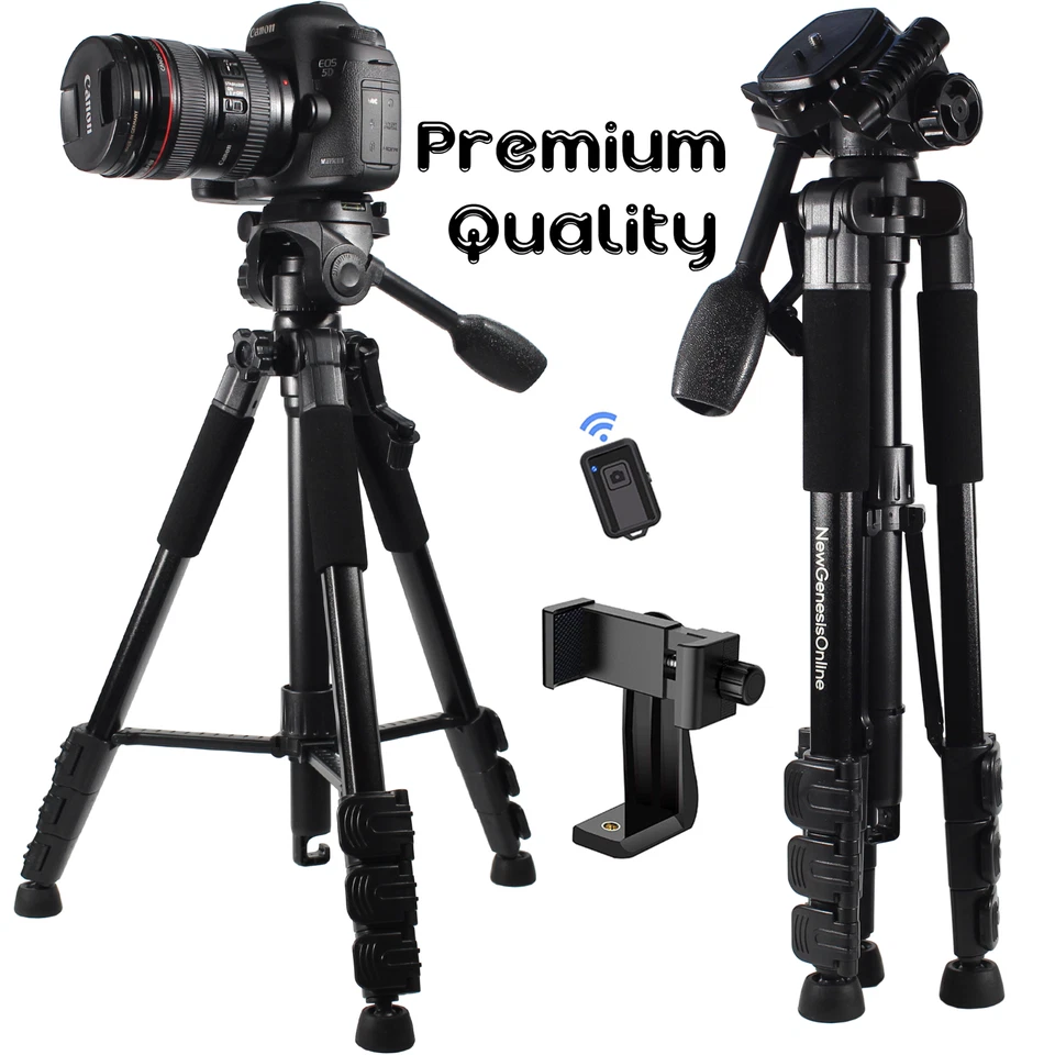 58”DSLR Camera Tripod with Travel Bag, Cell Phone Tripod with Bluetooth Remote  - Image 1 of 4
