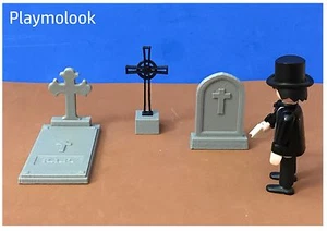 Lot 3 Tombstones Gravestones Pierres Tombales West Medieval Playmobil Included - Picture 1 of 2