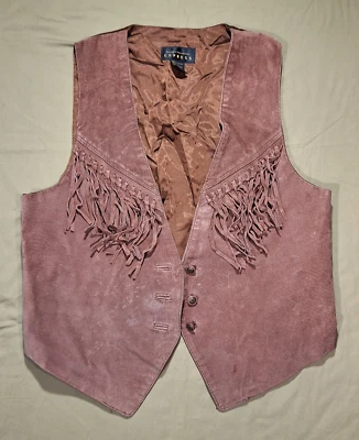 Chaleco de Cuero Express De Colección Talla Única Gamuza Flecos Oeste Suroeste Top Años 90 Foto 1 de 4