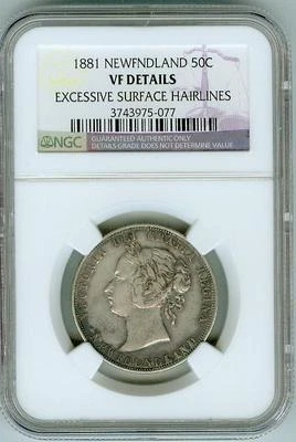 NGC VF details 1881 Newfoundland 50c--50,000 Mintage! - Image 1 of 2