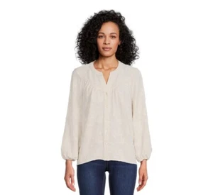 The Pioneer Woman Button Front Tunic, Women's Size M 8-10 Butter Cream - Picture 1 of 5