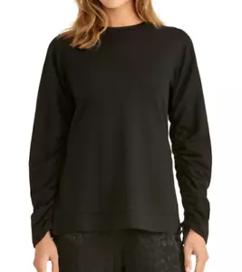 NEW $69 RACHEL ROY Women Black Ruched Tie Long Sleeve Jewel Neck Top Size M - Picture 1 of 7
