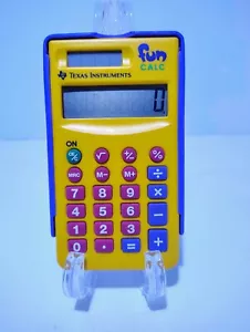 Vtg 90's Texas Instruments Fun Calc Solar Powered Calculator Yellow Purple  - Picture 1 of 4