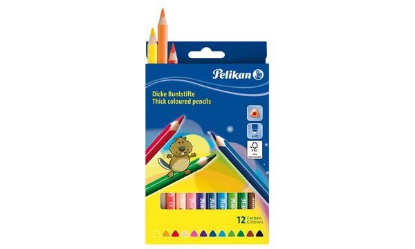 Pelikan Buntstifte dick BSD12DN 12er Kartonetui Farbstifte Malstifte NEU