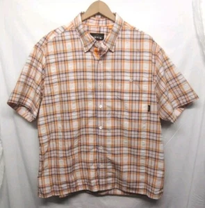 Orvis kariertes kurzärmliges Hemd mit Knopfleiste orange, blau & weiß Herren XL - Bild 1 von 8