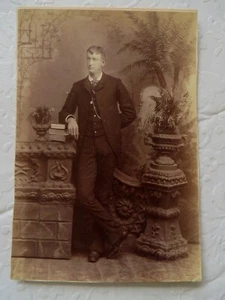 Antique Vintage Cabinet Card Posed Portrait of a Dapper Man Hayes Sterling IL - Picture 1 of 5