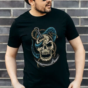 Pirate Skull Anchor Graphic Tee – Nautical Adventure - Men's & Women's - Bild 1 von 9