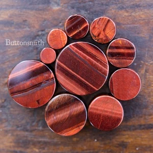 Pair of Red Tigers Eye Organic Stone Plugs  - Double Flared - 2g - 1" 10 sizes - Picture 1 of 2