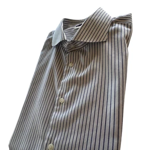 Suit Supply Traveller Shirt Mens Size 17.5 44 Purple Striped LS Cotton - Picture 1 of 10