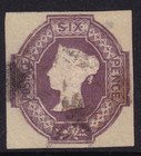 GB QV EMBOSSED SG.60wi 6d Purple Wmk INVERTED Very fine used 4 margins