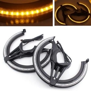 Black Brake Rotor Covers with LED Amber Light For Honda Goldwing GL1800 2018-'21 - Picture 1 of 12