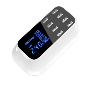 8 Port USB Charger QC 2.0 LED Display Multi Mobile Phone Fast Charging Station - Photo 1 sur 8