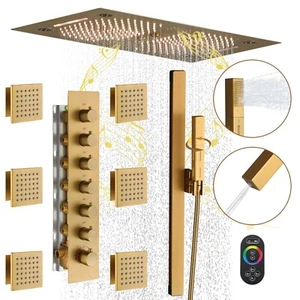 Music Shower System 64 Colors 6 Fuction LED Shower Combo Set Thermostatic Shower - Picture 1 of 34