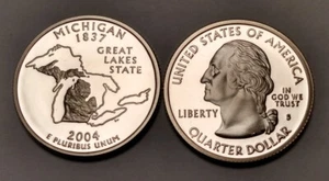 2004-S Michigan State Proof Washington Quarter 90% Silver Statehood - Picture 1 of 3