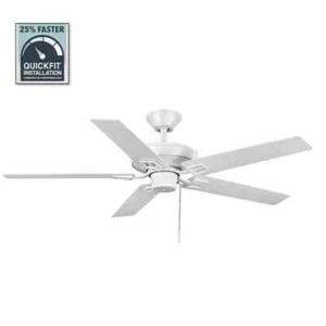 Hampton Bay Bayfield 52 in. Indoor Matte White Dry Rated Downrod Ceiling Fan NEW - Picture 1 of 17