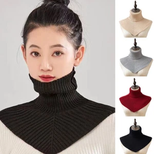 Women Knitted Fake Collar Scarf Neck Warmer Turtleneck Winter Warm Detachable 、  - Foto 1 di 15