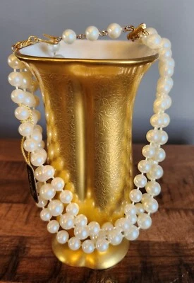 Marvella NWT Vintage Small Medium Faux Pearls White 3 Strand Choker Necklace - Image 1 of 3