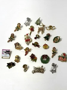 Lot of 25 Vintage Christmas Holiday Pins Brooches Enamel Jewelry Mixed Themes - Picture 1 of 4