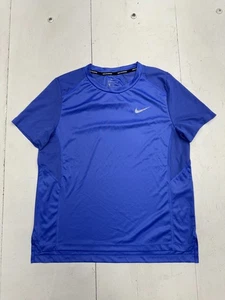 Nike Dri Fit Solid Blue Athletic Short Sleeve Running T Shirt Mens Size Medium - Picture 1 of 6