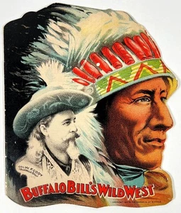 1908 BUFFALO BILLS WILD WEST SHOW GROUNDS PROGRAM INDIAN HEAD DIE CUT PROGRAM - Picture 1 of 8