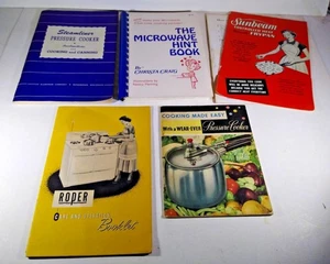 5 Vtg Books: Pressure Cooker, Microwave, Sunbeam Frypan, Roper Range, Wear-Ever - Picture 1 of 6