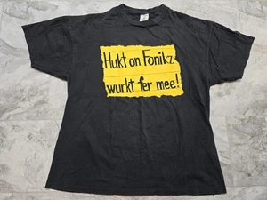 Vintage 90s "Hukt On Fonikz Wurkt Fer Mee" T-Shirt Single Stitch Black Men Sz XL - Picture 1 of 7
