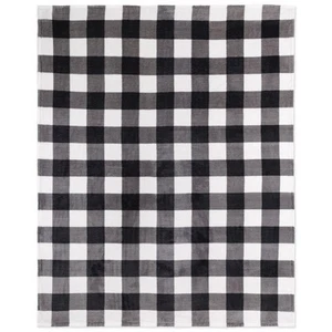 Safdie & Co. Flannel Printed Ribbed 48x60 White Plaid Ultra Soft Throw, Black... - Picture 1 of 2