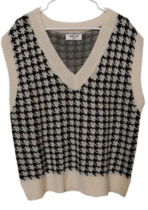 Sweater Vest Size Large L Woman's Black Checkered Pattern Y2K Sleeveless Winter  - Picture 1 of 6
