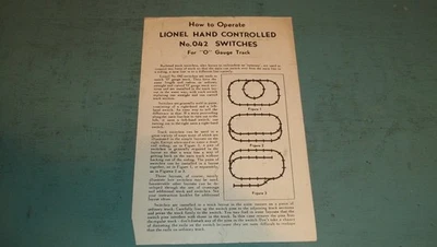 Cómo operar Lionel controlado a mano No. 042 Swiches Calibre "O" ORIGINAL-1953 Foto 1 de 2