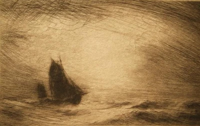 Gravura a lápis Joseph Gray edição limitada original assinada em ponto seco, década de 1900 - Imagem 1 de 4