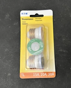 3-Pack EATON BUSSMAN Fuses TL 30A, TL 20A, TL 15A 125Vac Time Delay IR 10kA - Picture 1 of 6