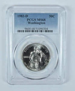 1982-D Washington Commemorative Half Dollar MS68 PCGS Blue Label *4239 - Picture 1 of 5