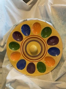 Pacific Rim China Santa Fe Handprinted Multi Color Deviled Eggs Tray RARE FIND - Picture 1 of 3
