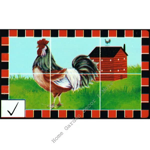 Rooster Chicken Red Barn Foil Backsplash Wall Art Decal 17.7" x 29.5" Peel Stick - Picture 1 of 2