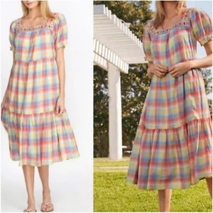 Johnny Was NEW plaid delacy midi dress size XL - Picture 1 of 12