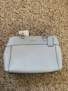 Coach Mini Brooke Carryall Satchel Glitter Crossgrain Leather Pale Blue F31251 - Picture 1 of 9