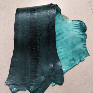 1X Ostrich hide Leg Skin Leather Hide Exotic Leather DIY Craft Emerald Green - Picture 1 of 2