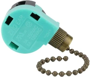 ZING EAR Pull Chain Ceiling Fan Switch 3 Speed 4 Wire ZE-268S6 Antq Brass 1PCS - Picture 1 of 8
