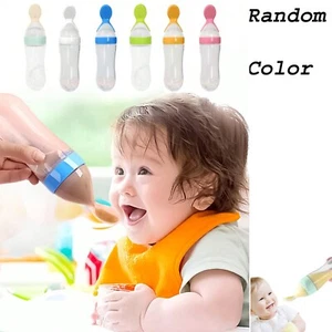 Baby Silicone Squeeze Feeding Bottle Spoon Food Rice Cereal Feeder 1pc Random - Picture 1 of 10