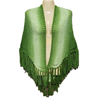 NUEVO Verde Ombre Tejido a Mano Chal Envolvente Bufanda Boho Hippie Flecos Encubrimiento Foto 1 de 4