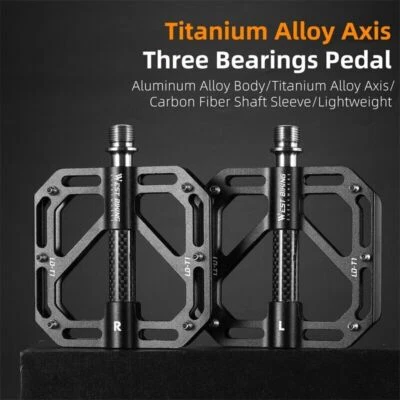 Pedales de bicicleta titanio fibra de carbono eje 3 rodamientos pedales de ciclismo pedales de montar Foto 1 de 4