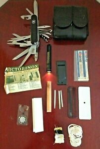  VICTORINOX SWISS ARMY CHAMP SURVIVAL KIT OFFICIER SUISSE KNIFE.W/LEATHER SHEATH
